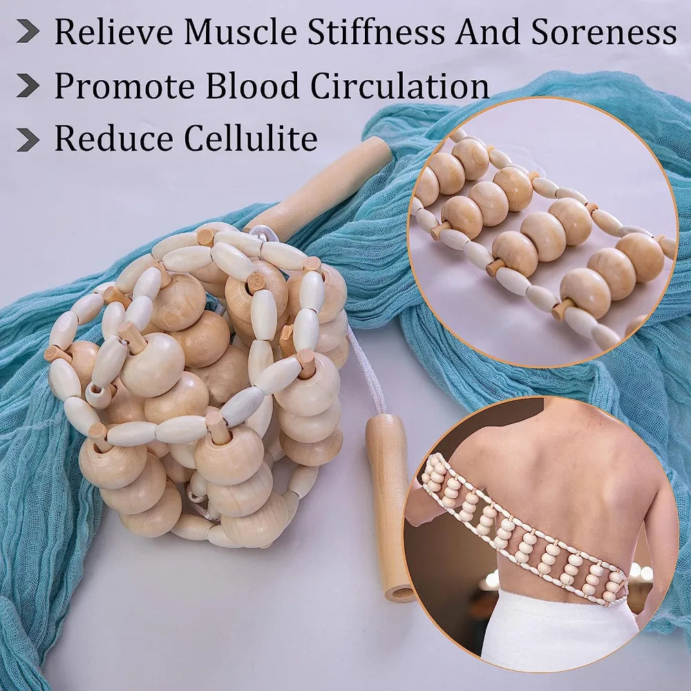 Wood Therapy Massage Tools Set - Wooden Gua Sha Board, Scraper & Massage Roller for Cellulite, Lymphatic Drainage & Muscle Relief