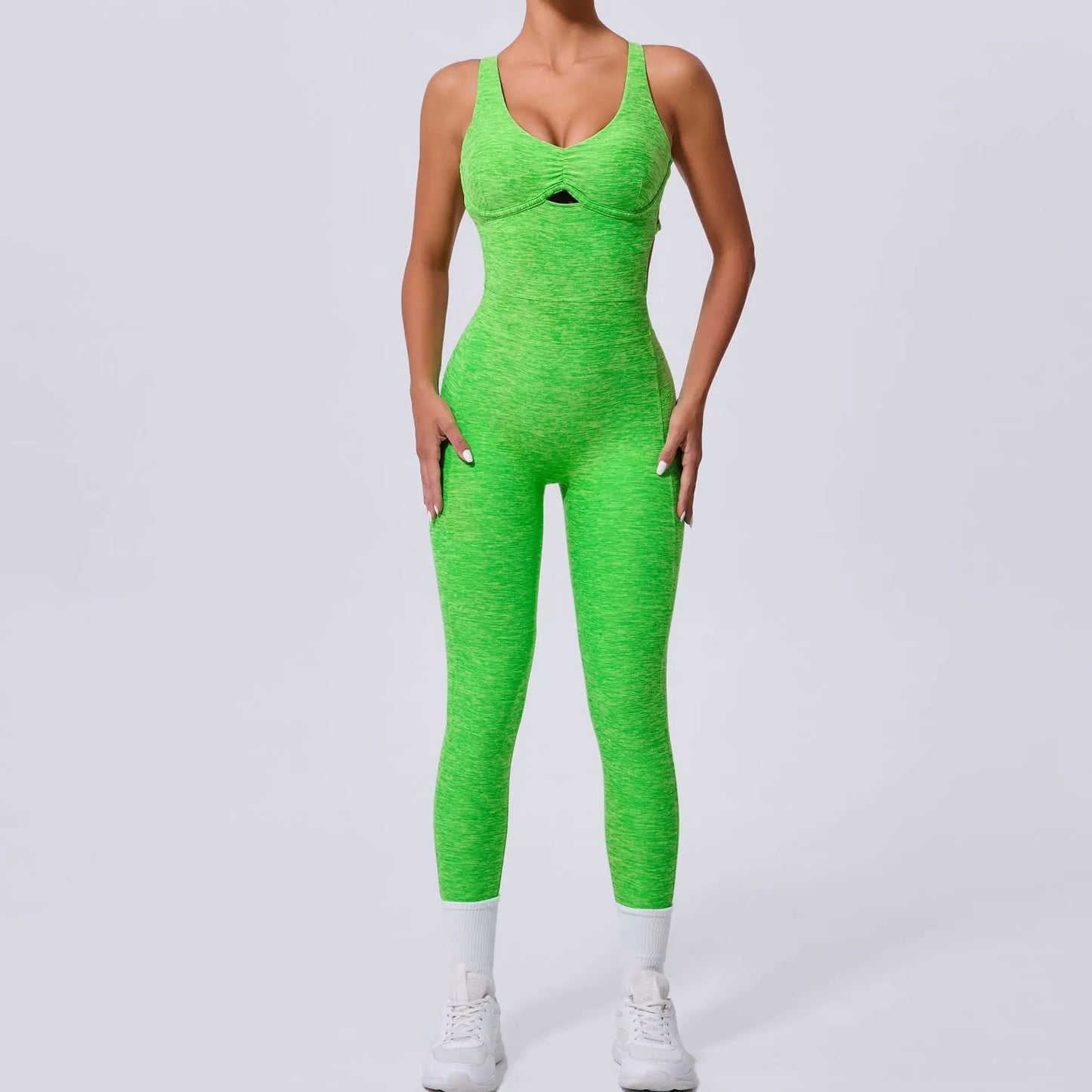 Nylon Yoga Romper Jumpsuit - Women's One-Piece Activewear Sports Bra Set