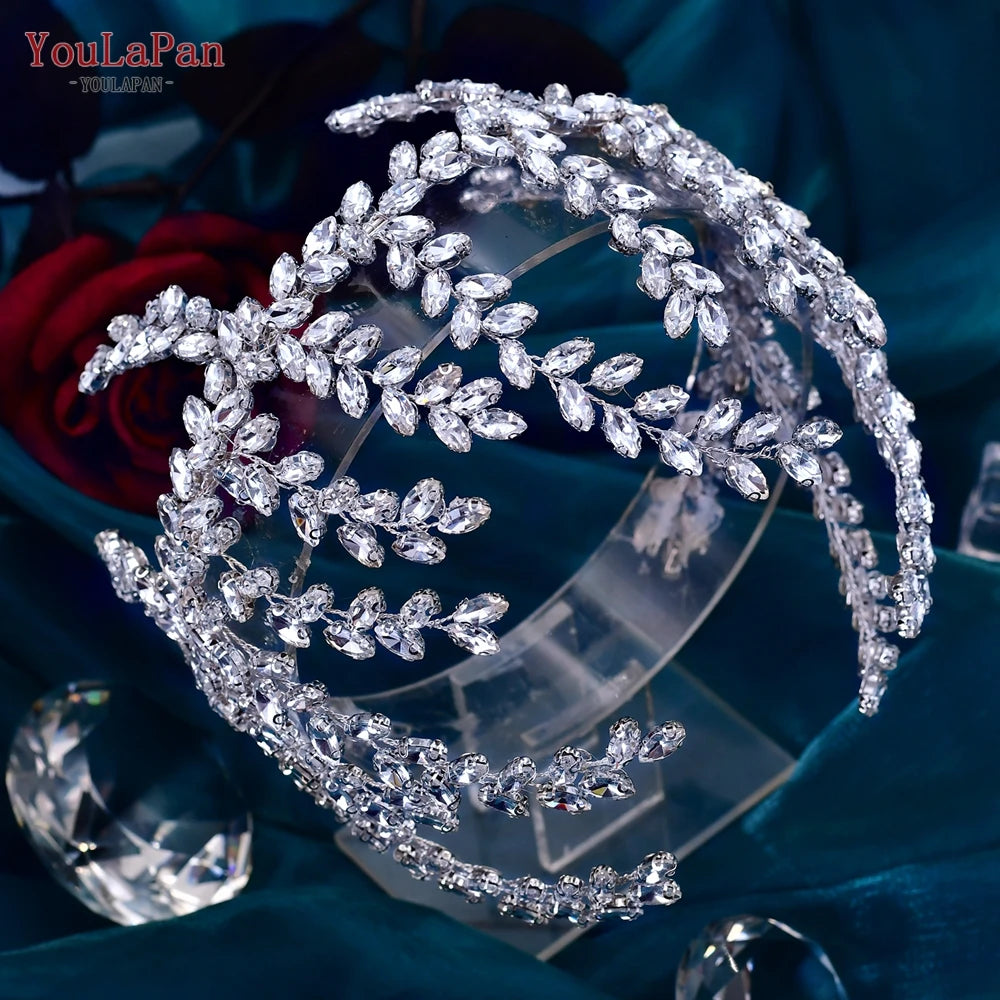 Rhinestone Bohemian Bridal Headband – Crystal Wedding Hair Accessories & Tiara Headpiece for Brides & Women
