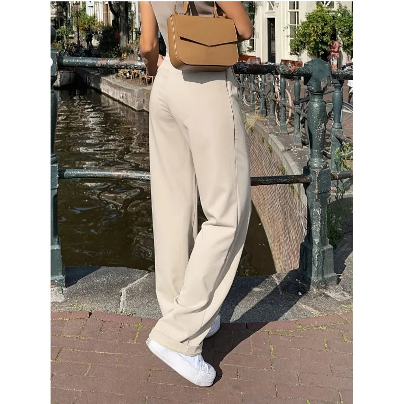 Simple & Elegant Solid Color Pocket Pants for Women
