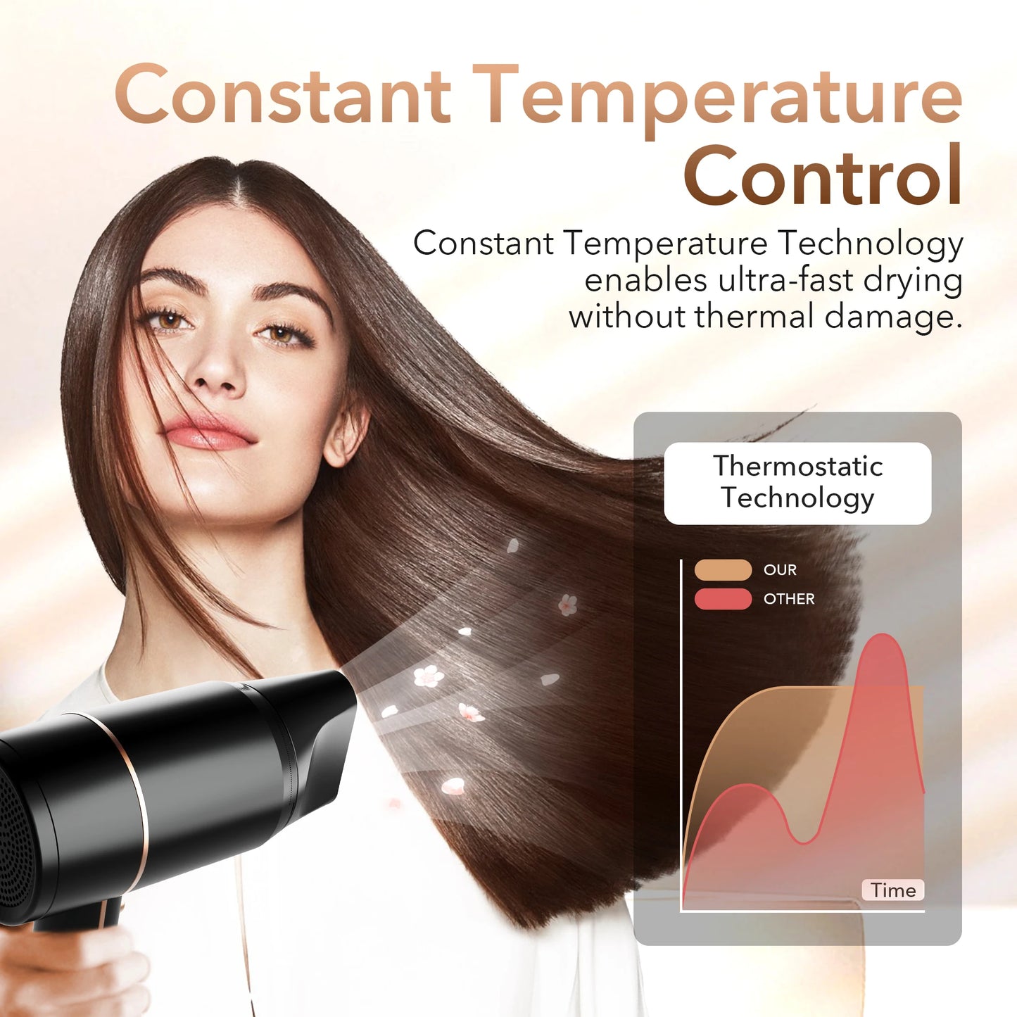 1800W Ionic Hair Dryer - 110V Electric Blow Dryer with Constant Anion Technology for Frizz-Free, Fast Drying & Personal Hair Care Styling