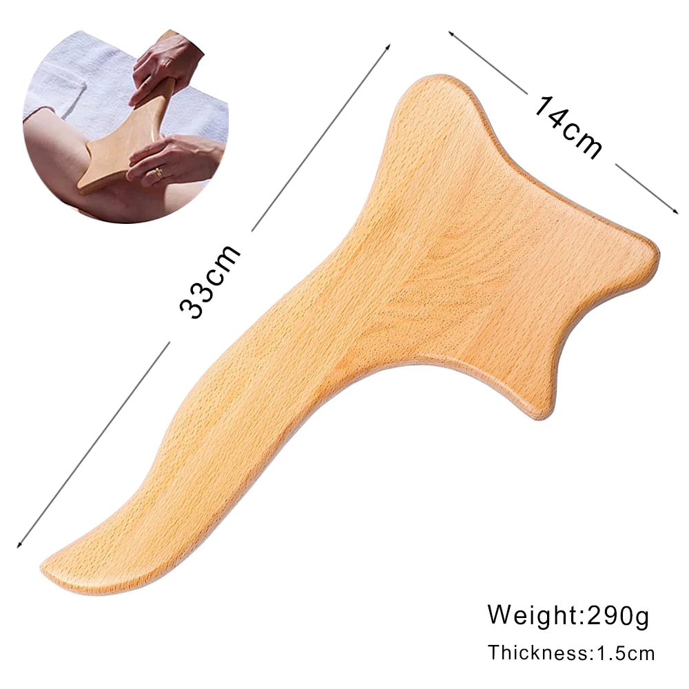 Wood Therapy Massage Tools Set - Wooden Gua Sha Board, Scraper & Massage Roller for Cellulite, Lymphatic Drainage & Muscle Relief