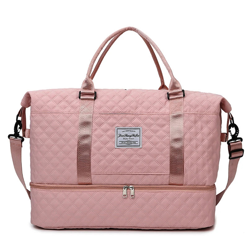 Carry-On Travel Duffle Bag for Women - Large Capacity Weekender Overnight Bag with Shoe Compartment, Sports & Fitness Tote Handbag