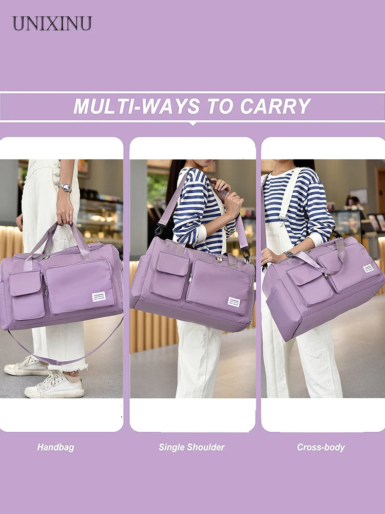 Large Capacity Weekender Travel Bag - Carry-On Duffle with Shoe Compartment for Women, Overnight & Gym Use