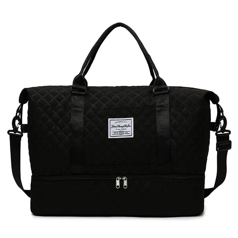 Carry-On Travel Duffle Bag for Women - Large Capacity Weekender Overnight Bag with Shoe Compartment, Sports & Fitness Tote Handbag