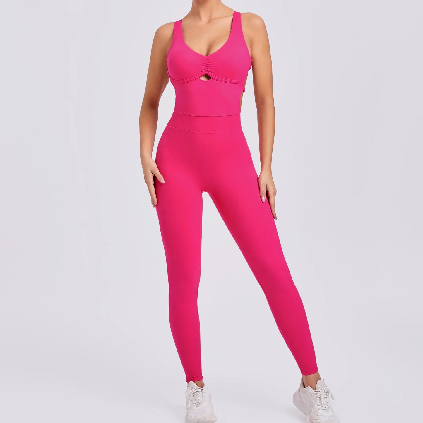 Nylon Yoga Romper Jumpsuit - Women's One-Piece Activewear Sports Bra Set