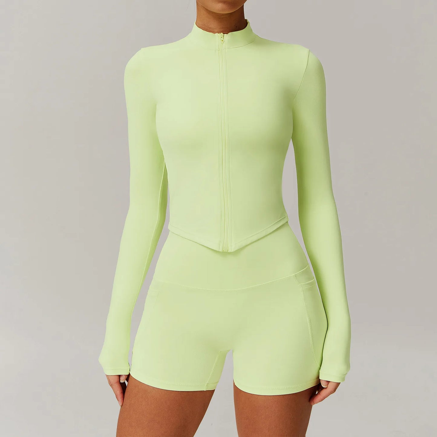 2 Pieces Yoga Set Fitness Jacket Long Sleeve High Waist Leggings Sports Suit