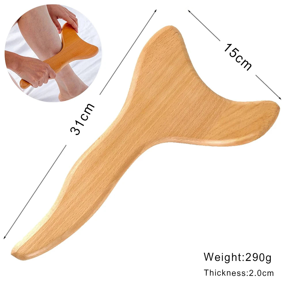 Wood Therapy Massage Tools Set - Wooden Gua Sha Board, Scraper & Massage Roller for Cellulite, Lymphatic Drainage & Muscle Relief