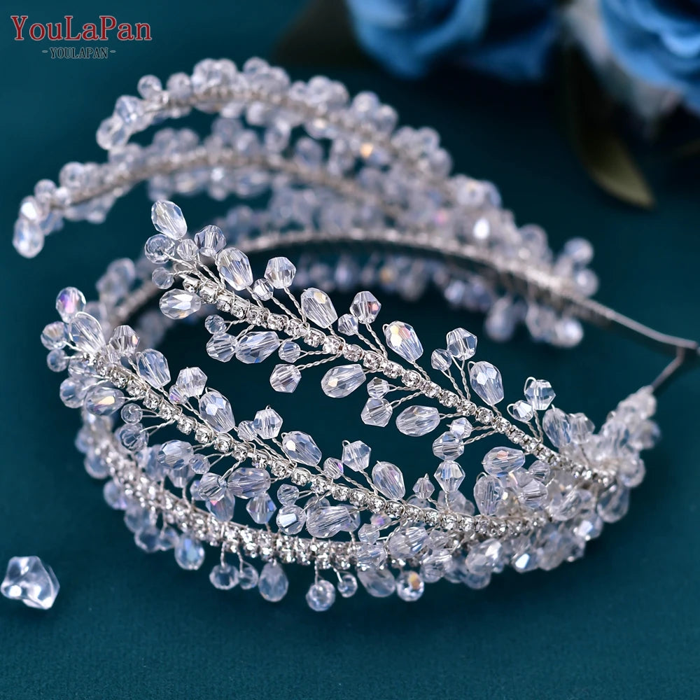 Rhinestone Bohemian Bridal Headband – Crystal Wedding Hair Accessories & Tiara Headpiece for Brides & Women