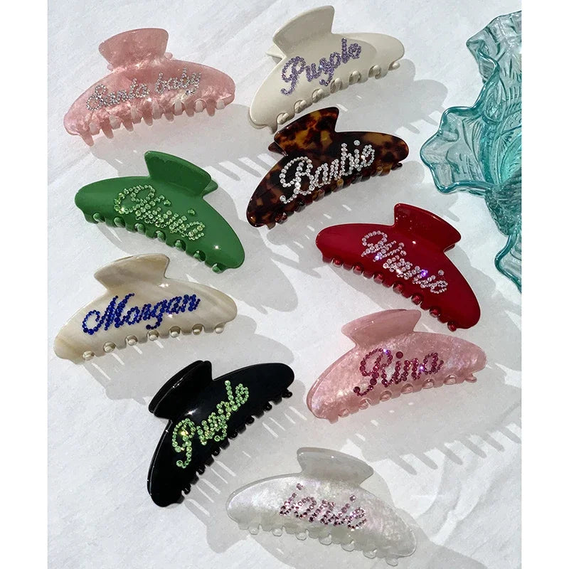 Handmade Personalized Word Hairpins – Custom Name, Letter & Number Hair Clips, Barrettes & Claw Clips for Women