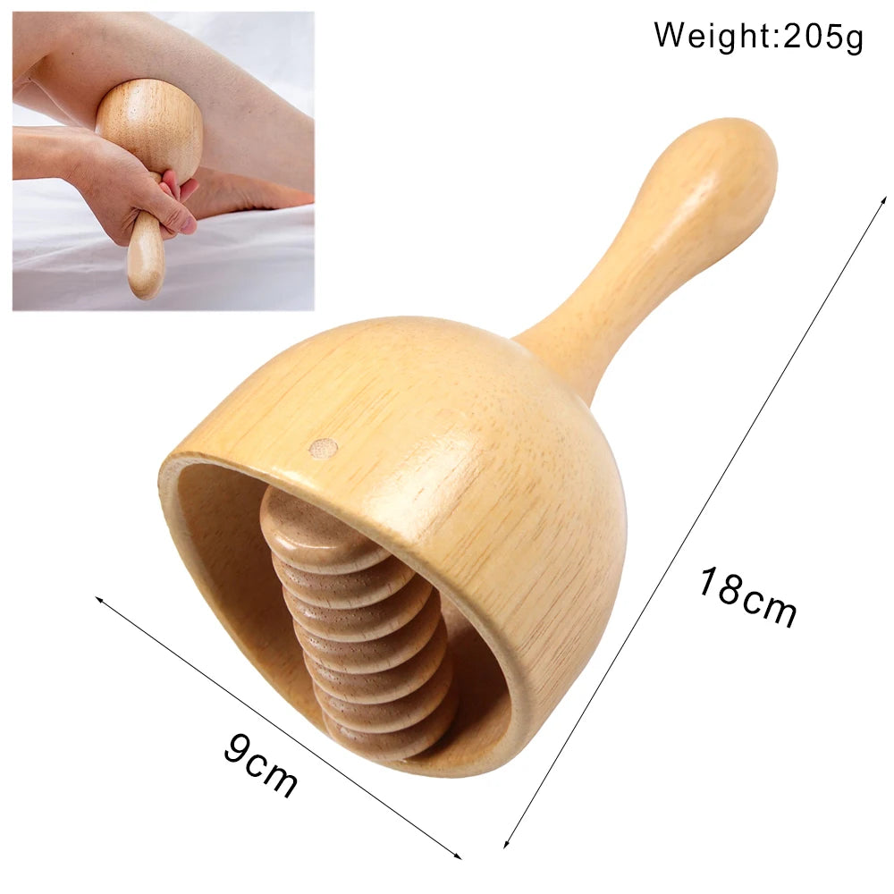 Wood Therapy Massage Tools Set - Wooden Gua Sha Board, Scraper & Massage Roller for Cellulite, Lymphatic Drainage & Muscle Relief