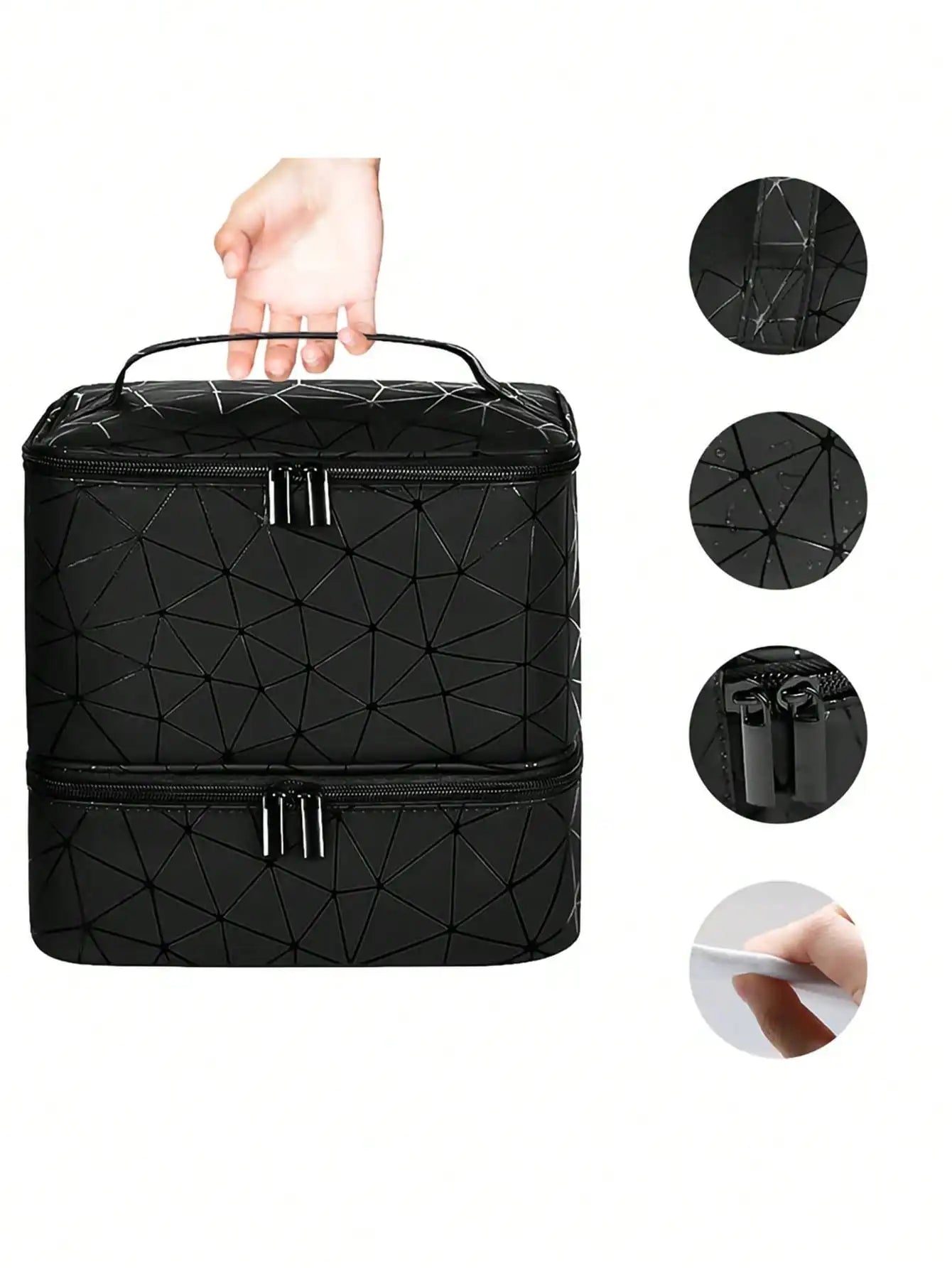 Women's Double-Layer Nail Polish Storage Bag - Portable Travel Organizer & Multi-Function Nail Salon Case for Polish, Tools & Accessories