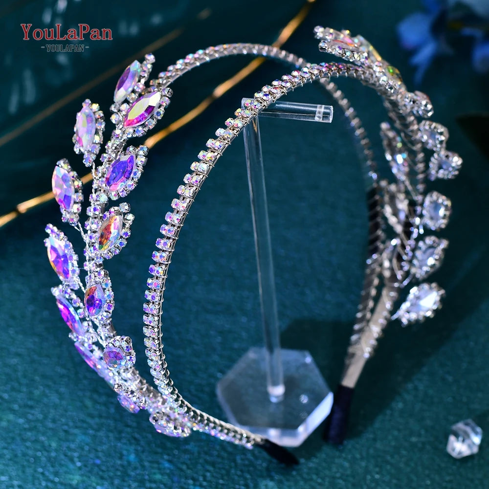 Rhinestone Bohemian Bridal Headband – Crystal Wedding Hair Accessories & Tiara Headpiece for Brides & Women