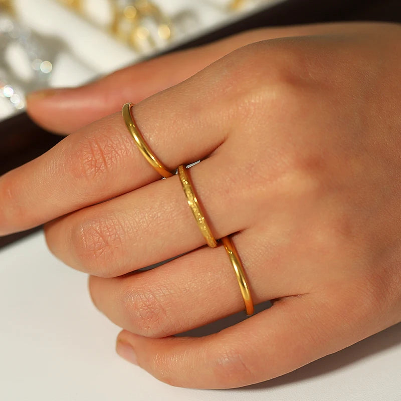 Tarnish-Free Dainty Gold Rings for Women-18k Gold Plated Stainless Steel Knuckle Rings, Waterproof Minimalist Stackable Jewelry