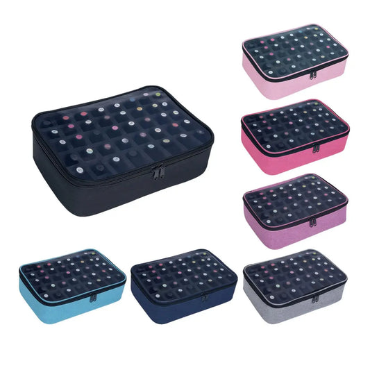 40 Bottle Nail Polish Storage Bag- Portable Multi-Color Handheld Cosmetic Case, Holds Up to 40 (15ml) Bottles, Nail Drill Organizer.