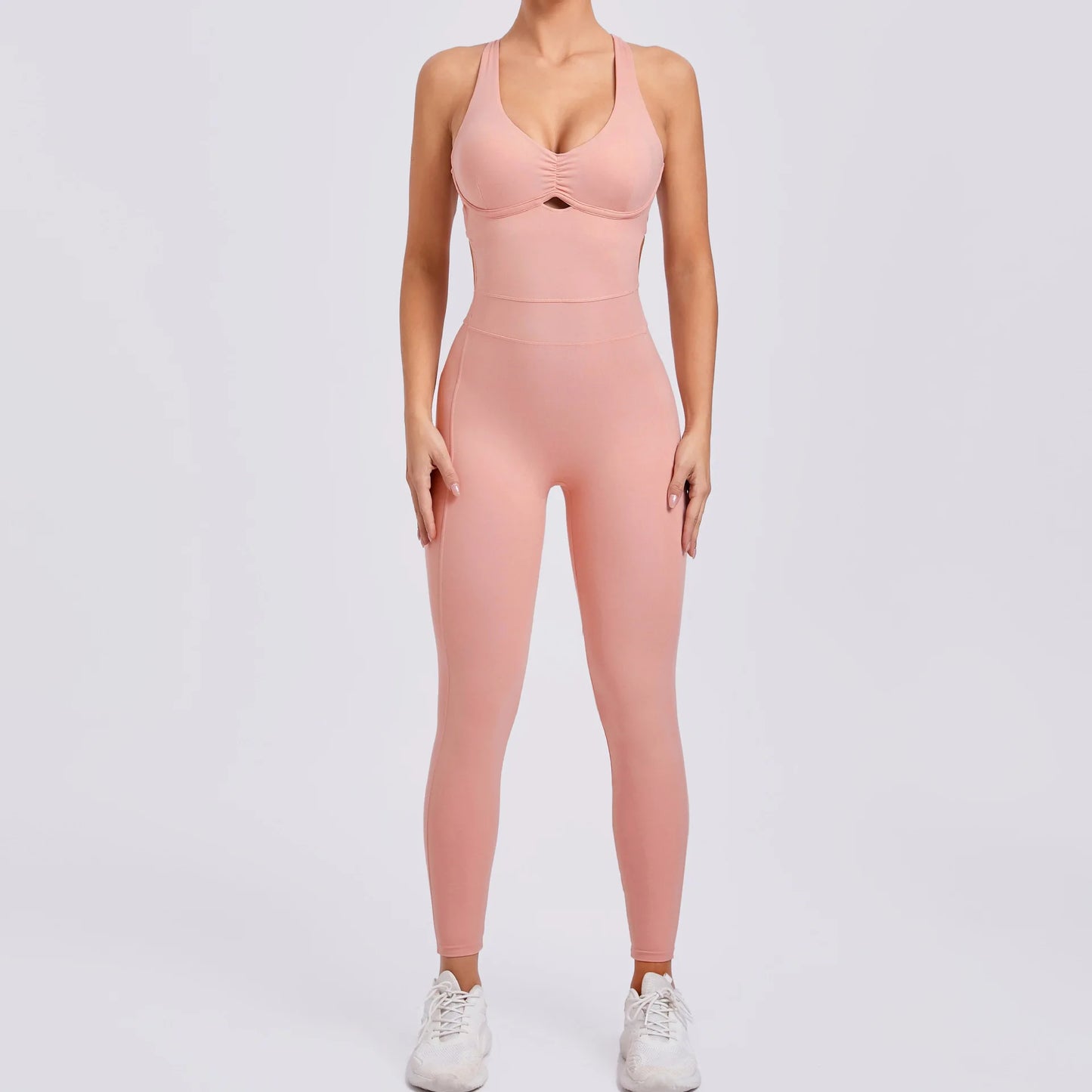 Nylon Yoga Romper Jumpsuit - Women's One-Piece Activewear Sports Bra Set