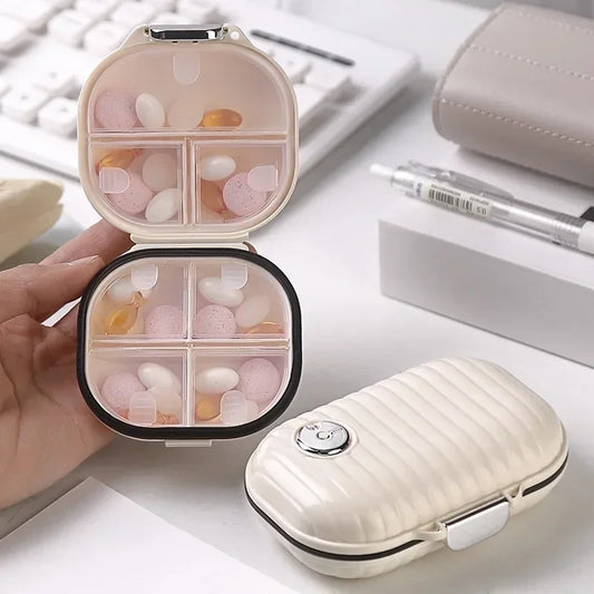 Mini Pill Box Organizer - 7-Compartment Travel Medicine Case for Vitamins, Supplements & Medication