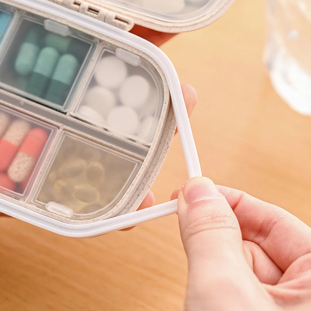 8-Compartment Travel Pill Organizer - Moisture-Proof Daily Pill Case for Purse, Vitamins, Medicine & Supplements