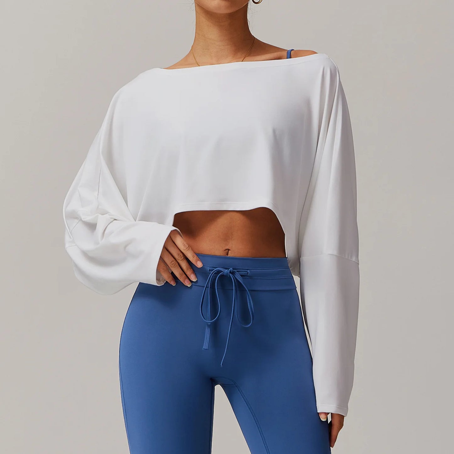 Sports Long Sleeve Loose Top Women's One Shoulder Long Sleeve Yoga Top