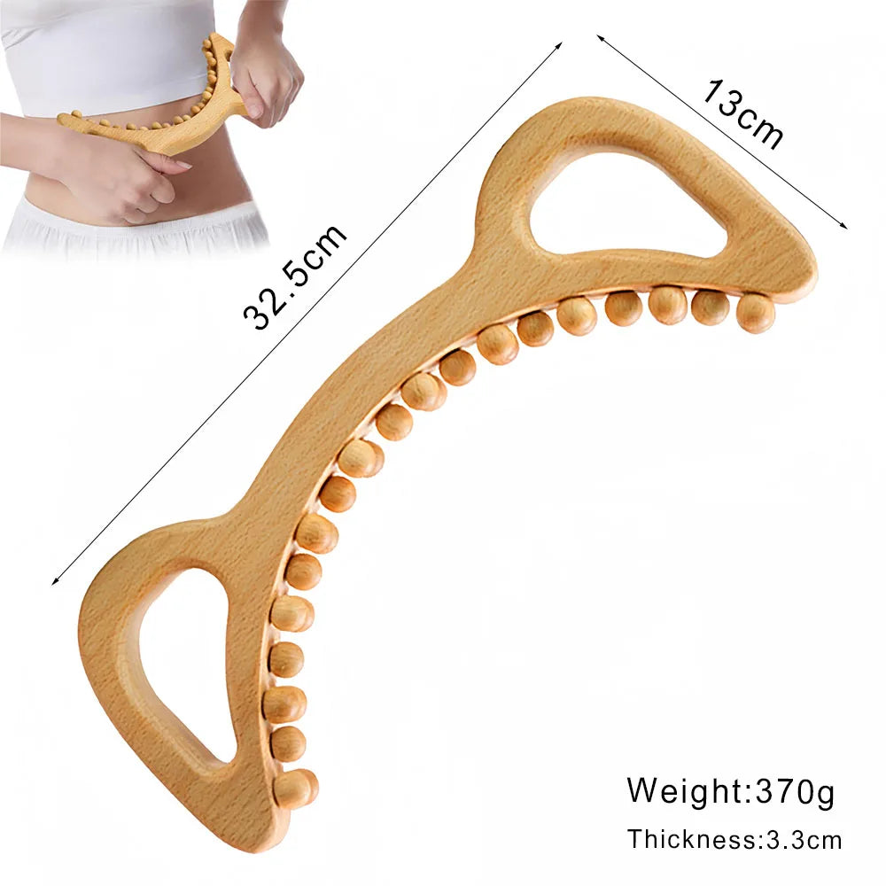 Wood Therapy Massage Tools Set - Wooden Gua Sha Board, Scraper & Massage Roller for Cellulite, Lymphatic Drainage & Muscle Relief