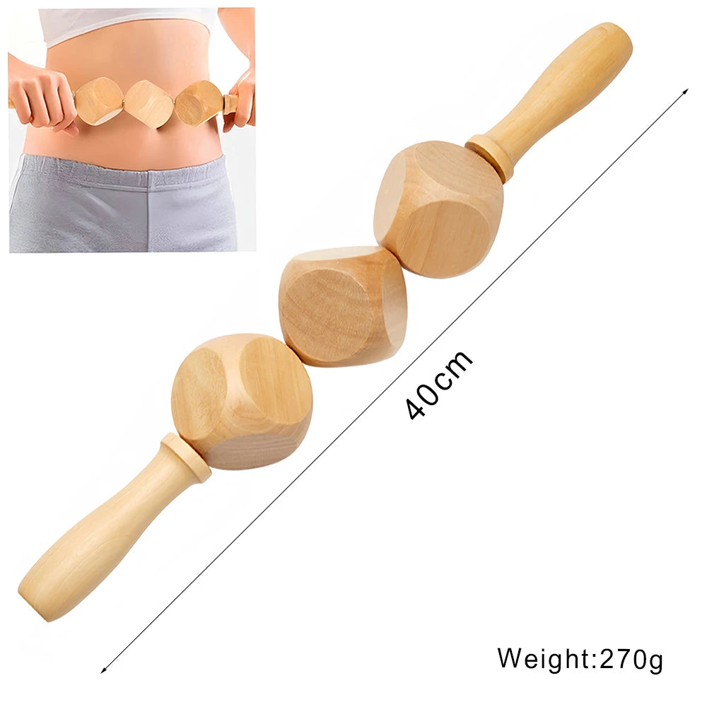 Wood Therapy Massage Tools Set - Wooden Gua Sha Board, Scraper & Massage Roller for Cellulite, Lymphatic Drainage & Muscle Relief