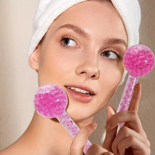 2pcs Ice Globes for Facials - Cooling LCE Glass Massage Balls for Face & Eyes - Puffiness, Tightening, Anti-Aging Skincare Tools