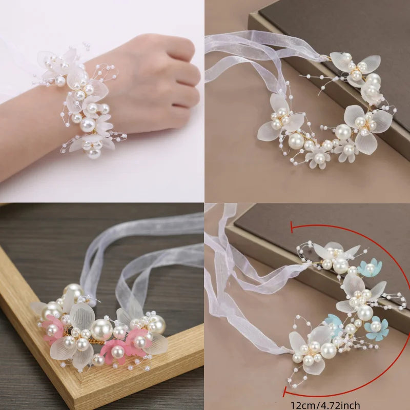 Bohemian Girls Bridal Pearl Hair Headdress Flower Wreath