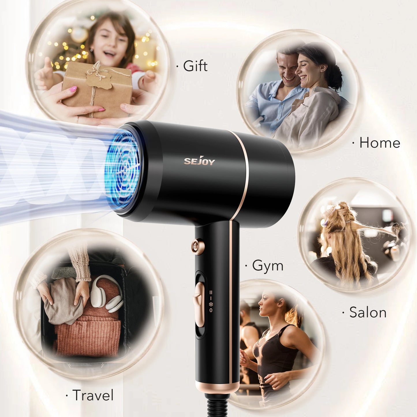 1800W Ionic Hair Dryer - 110V Electric Blow Dryer with Constant Anion Technology for Frizz-Free, Fast Drying & Personal Hair Care Styling