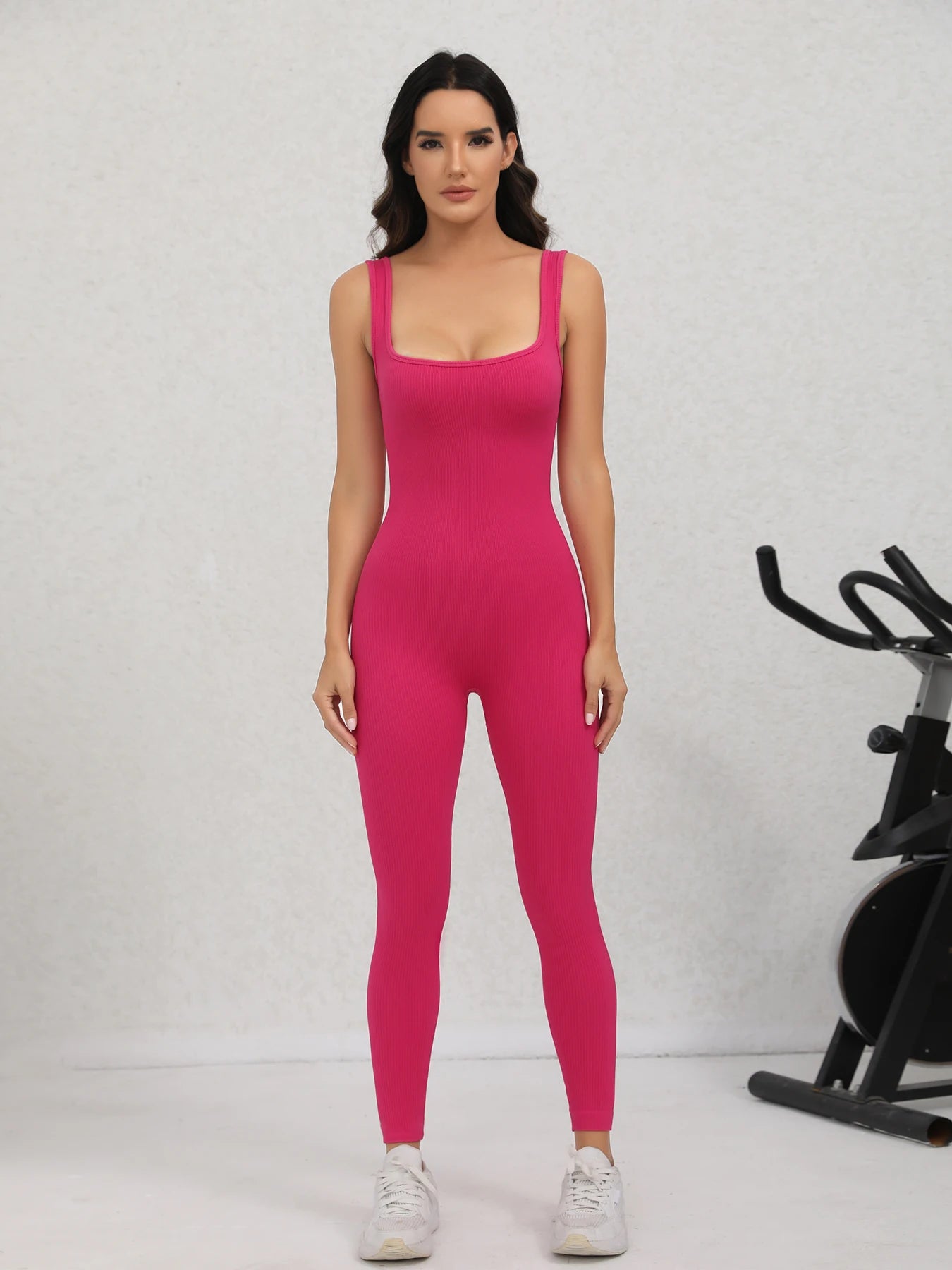 Women's Ribbed One-Piece Yoga Jumpsuit - Sleeveless Tank Romper for Exercise & Lounge