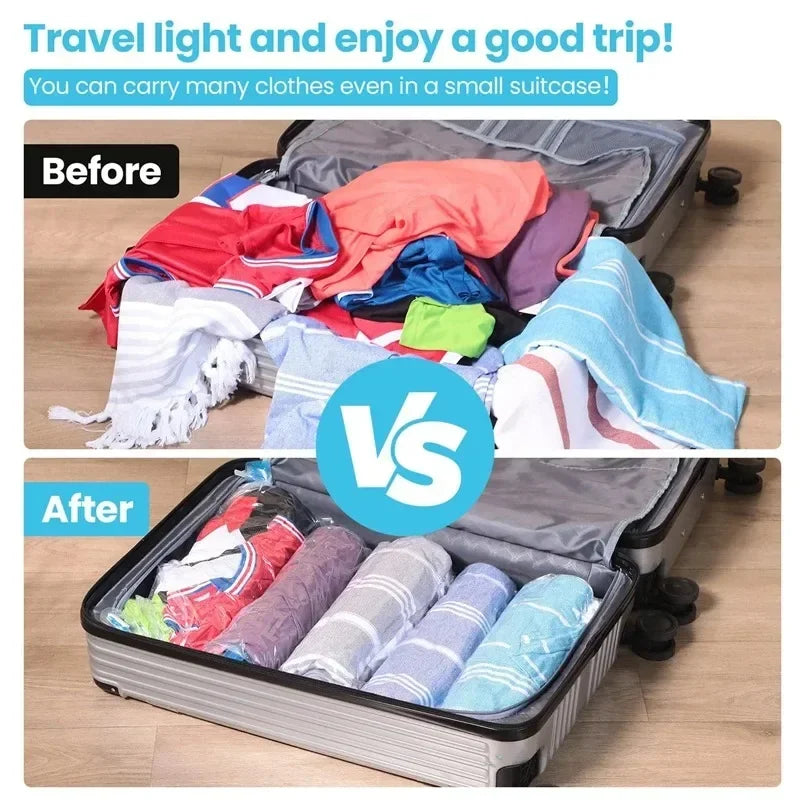 1/3/5pcs Travel Vacuum Storage Bags - Compression Organizer for Clothes, Space - Saving Luggage Packing Essential