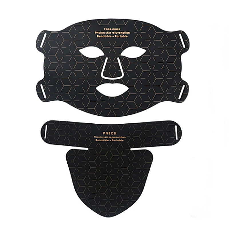 Flexible Silicone LED Face & Neck Mask - Red Light Photon Therapy for Wrinkle Repair & Skin Brightening