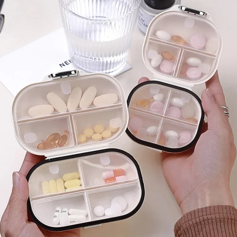 Mini Pill Box Organizer - 7-Compartment Travel Medicine Case for Vitamins, Supplements & Medication