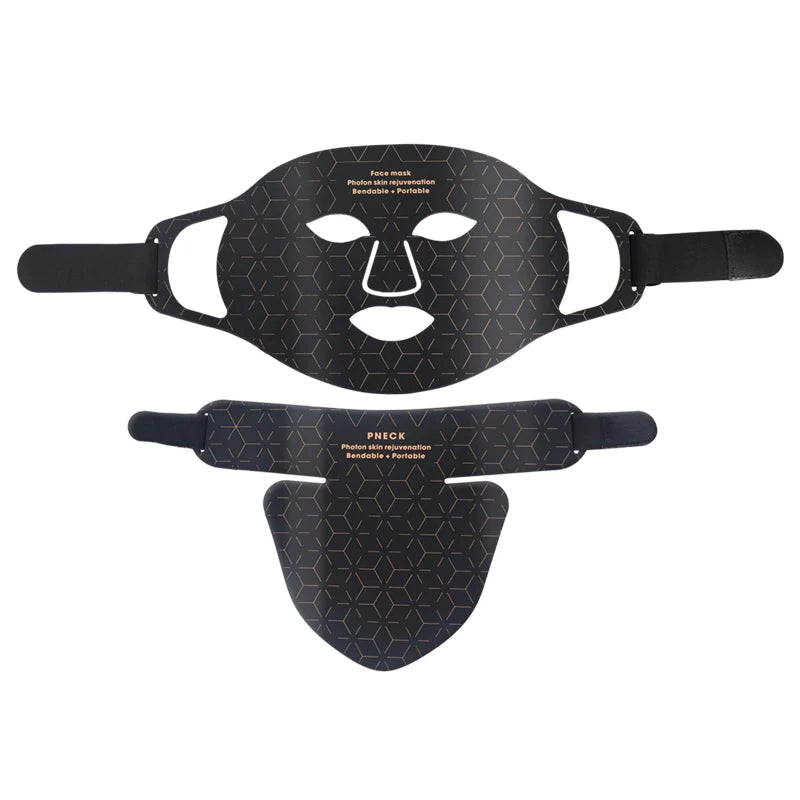 Flexible Silicone LED Face & Neck Mask - Red Light Photon Therapy for Wrinkle Repair & Skin Brightening
