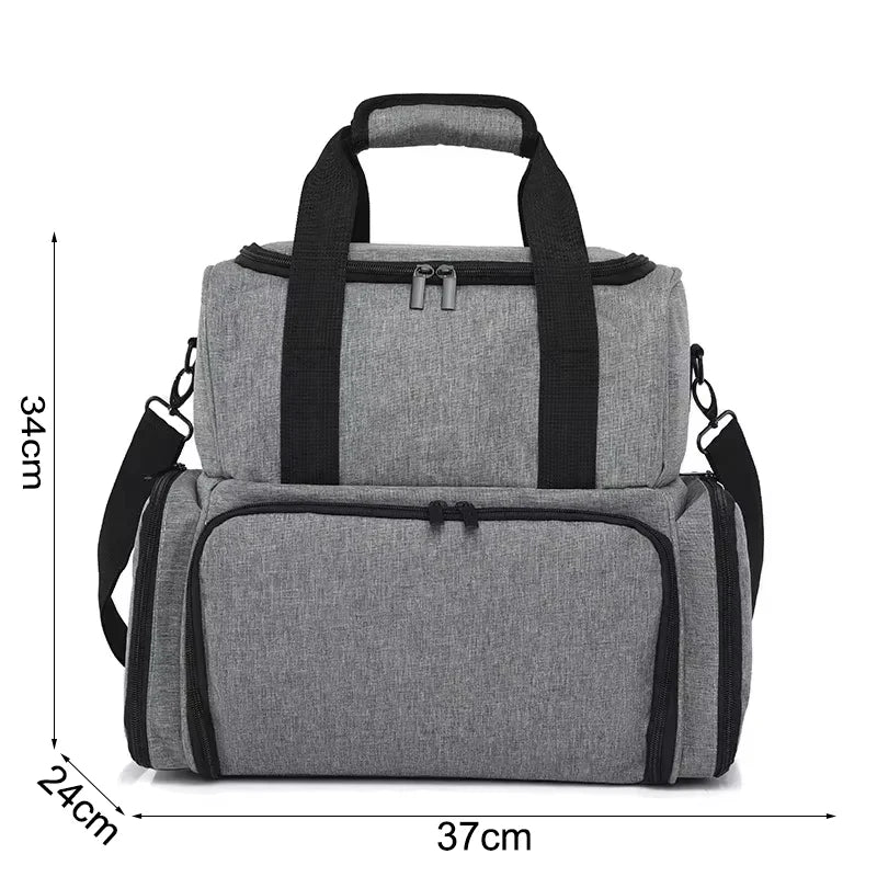 Portable 2-Layer Nail Polish Storage Bag - Women's Travel Nail Essentials Organizer, Multi-Function Cosmetic Storage Box with Shoulder Strap