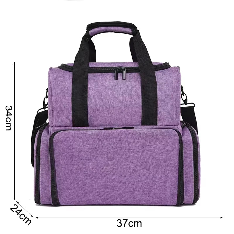 Portable 2-Layer Nail Polish Storage Bag - Women's Travel Nail Essentials Organizer, Multi-Function Cosmetic Storage Box with Shoulder Strap