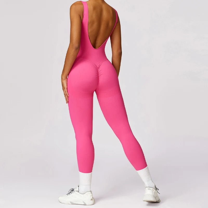 One-piece Sporty Jumpsuit Backless Leggings Women Exercise Clothes