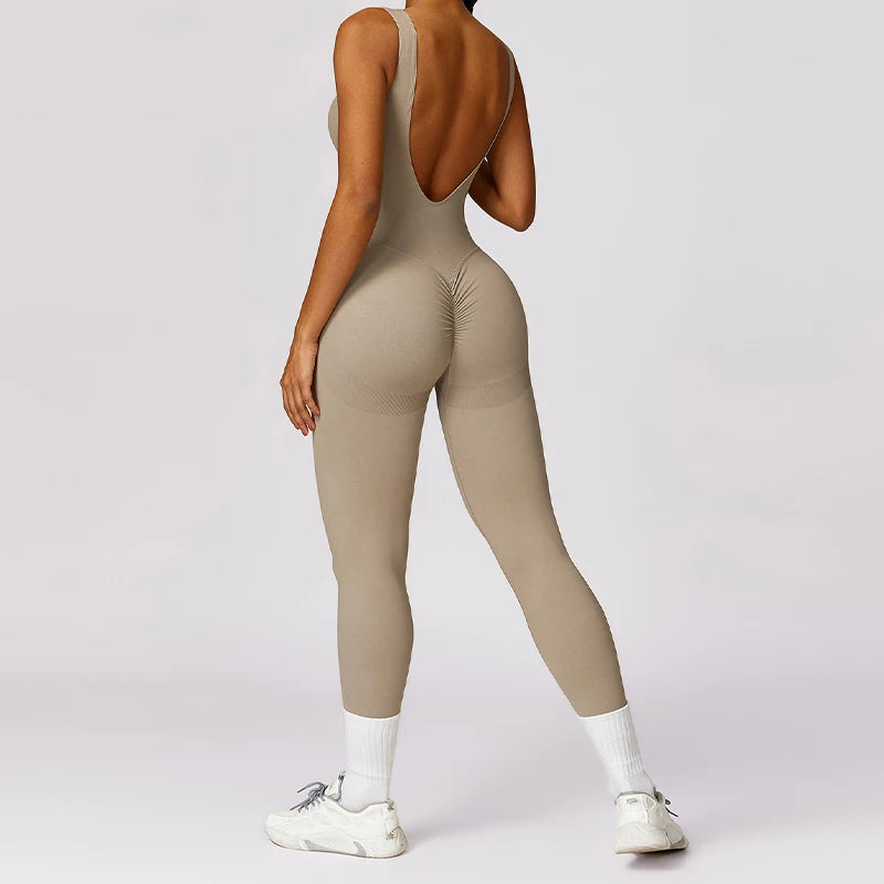 One-piece Sporty Jumpsuit Backless Leggings Women Exercise Clothes