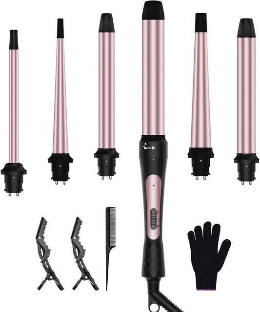 10 Piece Styling System 1.5" Heated Round Thermal Curling Styler with Detachable Heads for Smooth Blowouts & Voluminous Curls