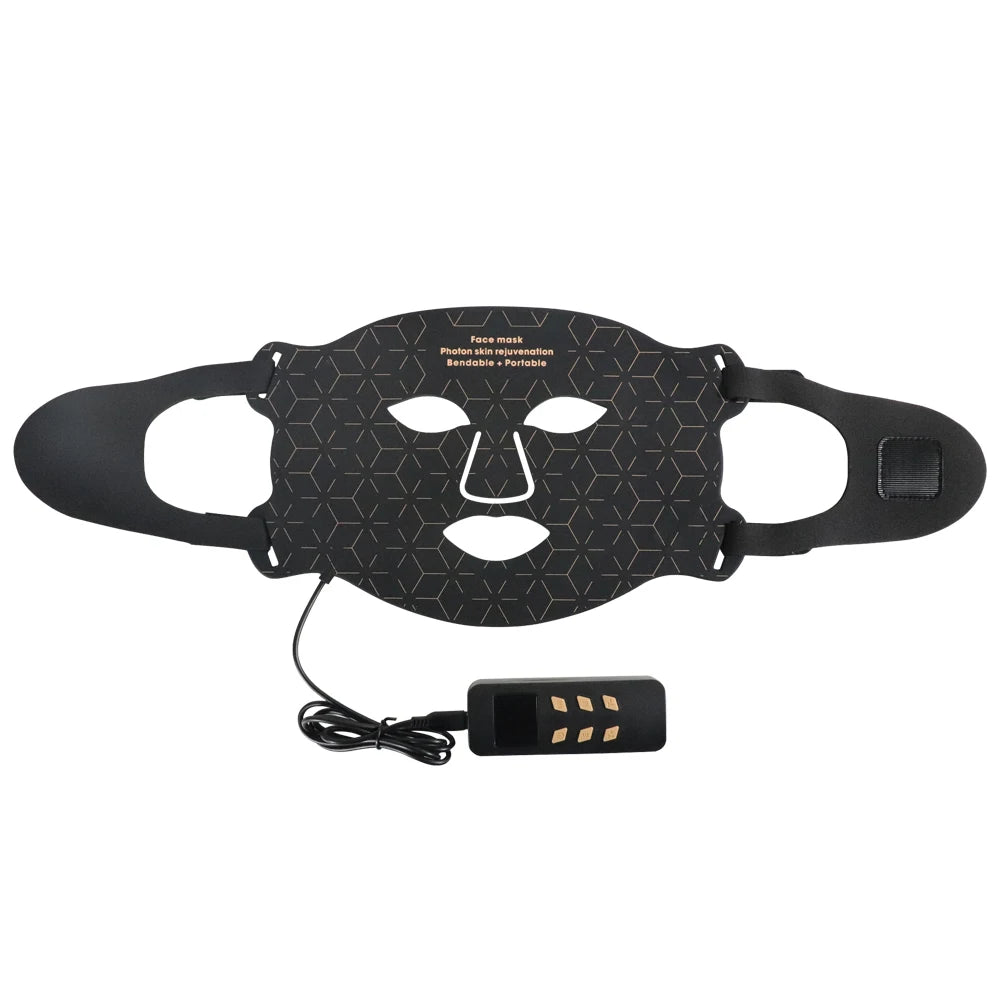 Flexible Silicone LED Face & Neck Mask - Red Light Photon Therapy for Wrinkle Repair & Skin Brightening