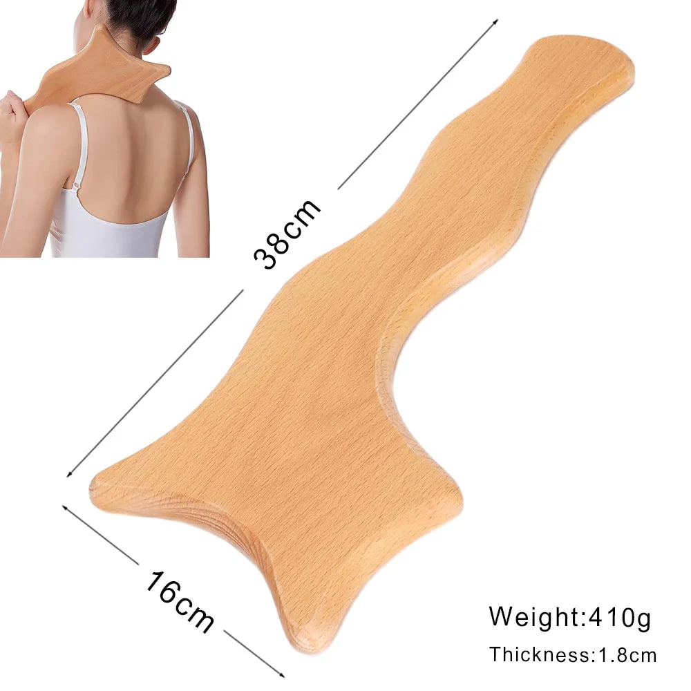 Wood Therapy Massage Tools Set - Wooden Gua Sha Board, Scraper & Massage Roller for Cellulite, Lymphatic Drainage & Muscle Relief