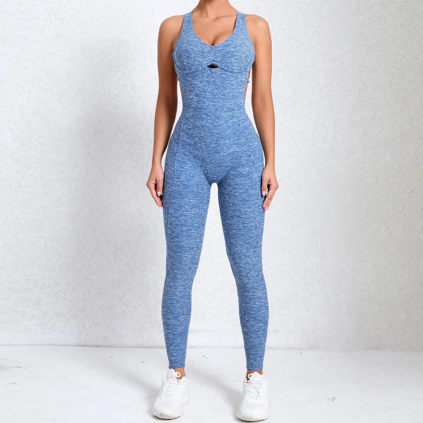 Nylon Yoga Romper Jumpsuit - Women's One-Piece Activewear Sports Bra Set