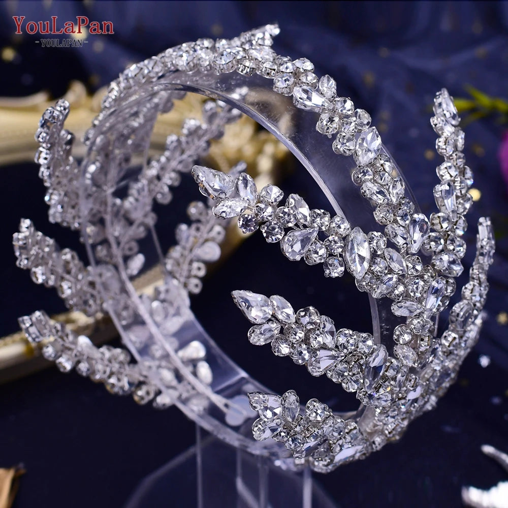 Rhinestone Bohemian Bridal Headband – Crystal Wedding Hair Accessories & Tiara Headpiece for Brides & Women