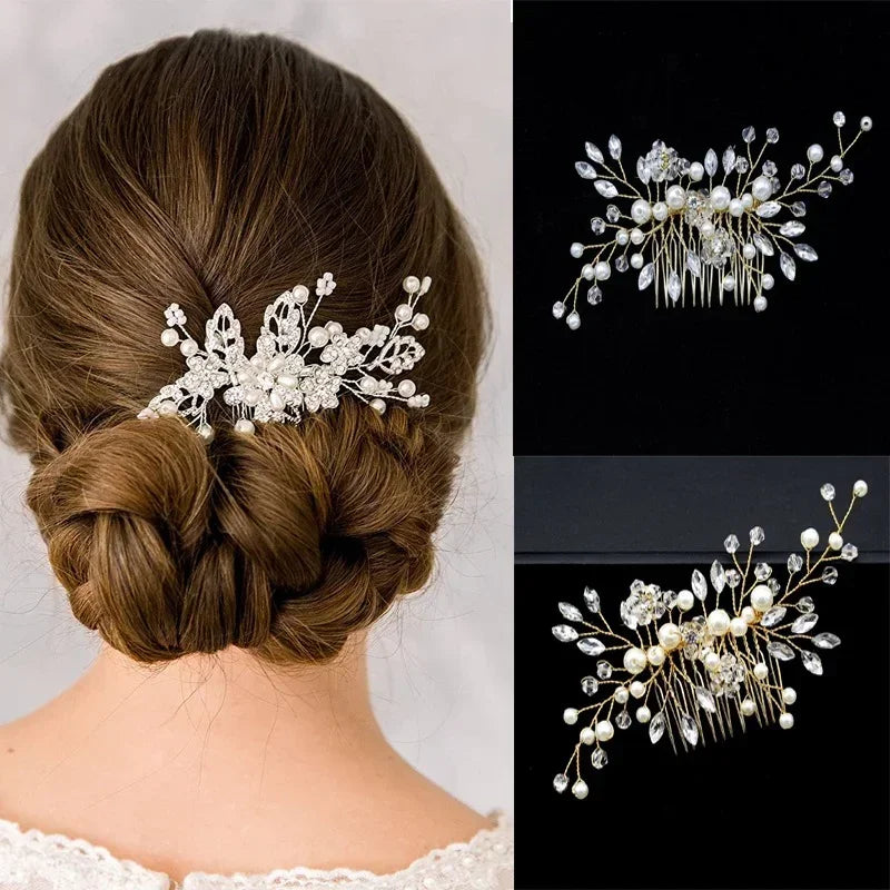 20 pcs Elegant Pearl & Crystal Bridal Hairpins – U-Shaped Metal Hair Forks & Hair Combs for Wedding Hairstyles & Accessories