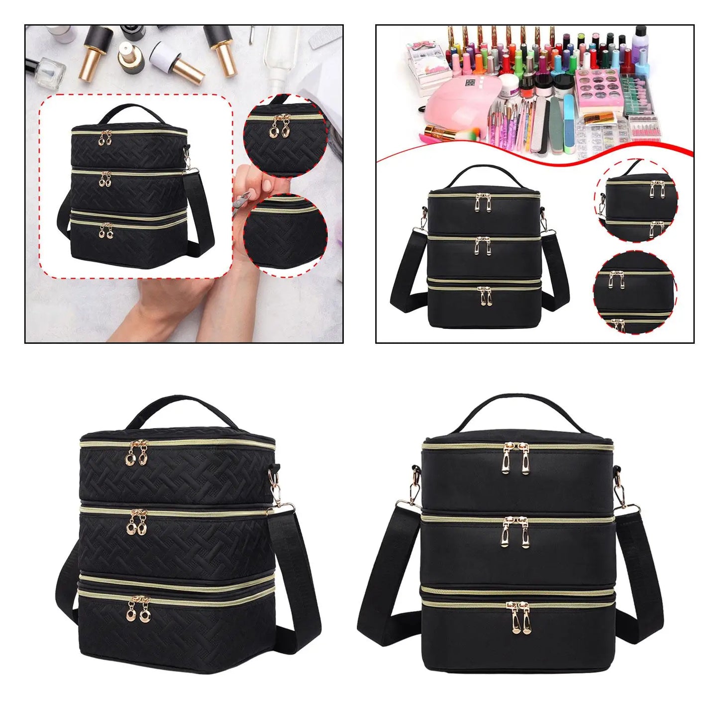 Nail Polish Carrying Case - Portable Cosmetic Bag for Manicure Sets & Nail Art Tools, Travel Organizer for Nail Essentials