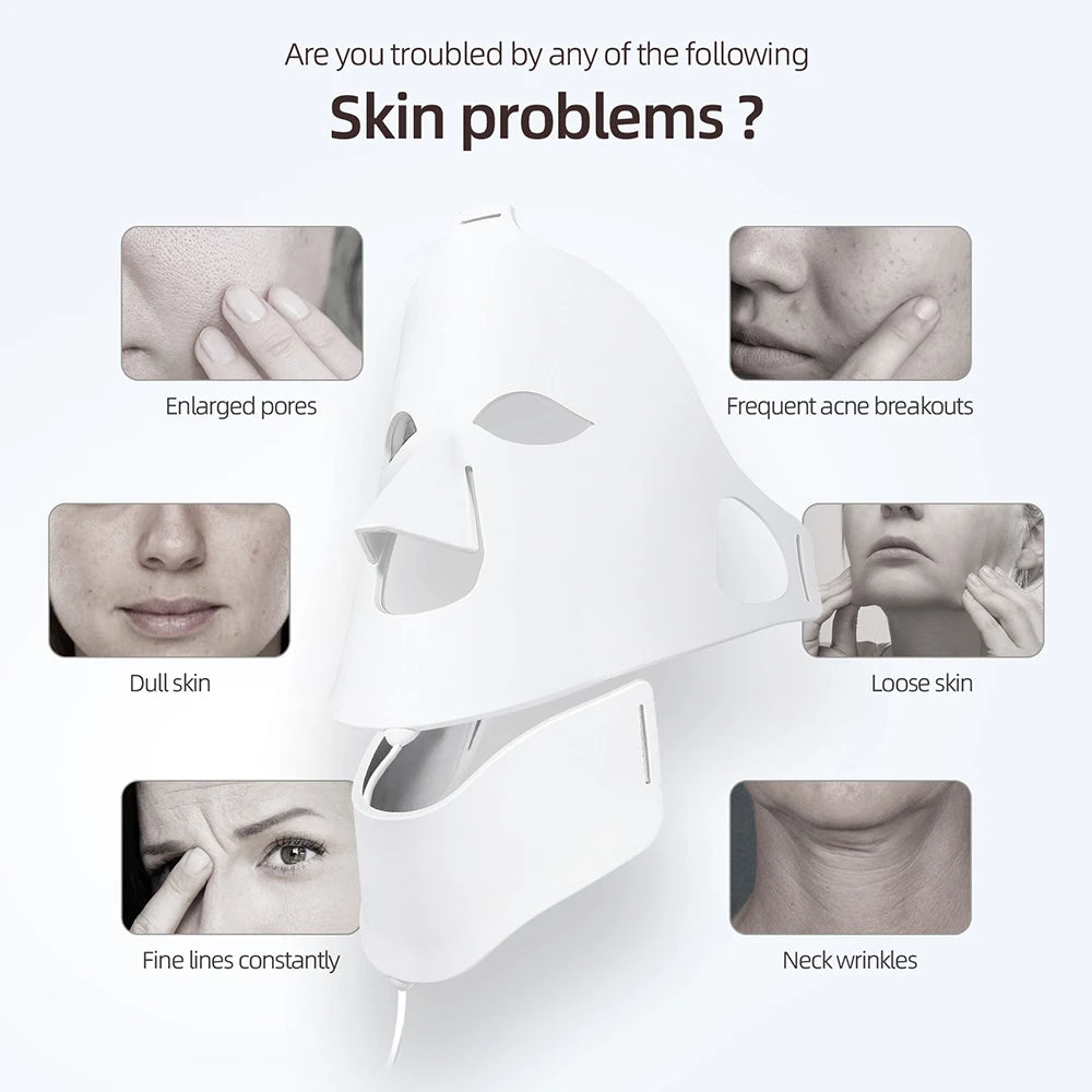 7 - Color LED Face & Neck Mask - Wireless Silicone Photon Therapy for Anti-Aging & Skin Repair