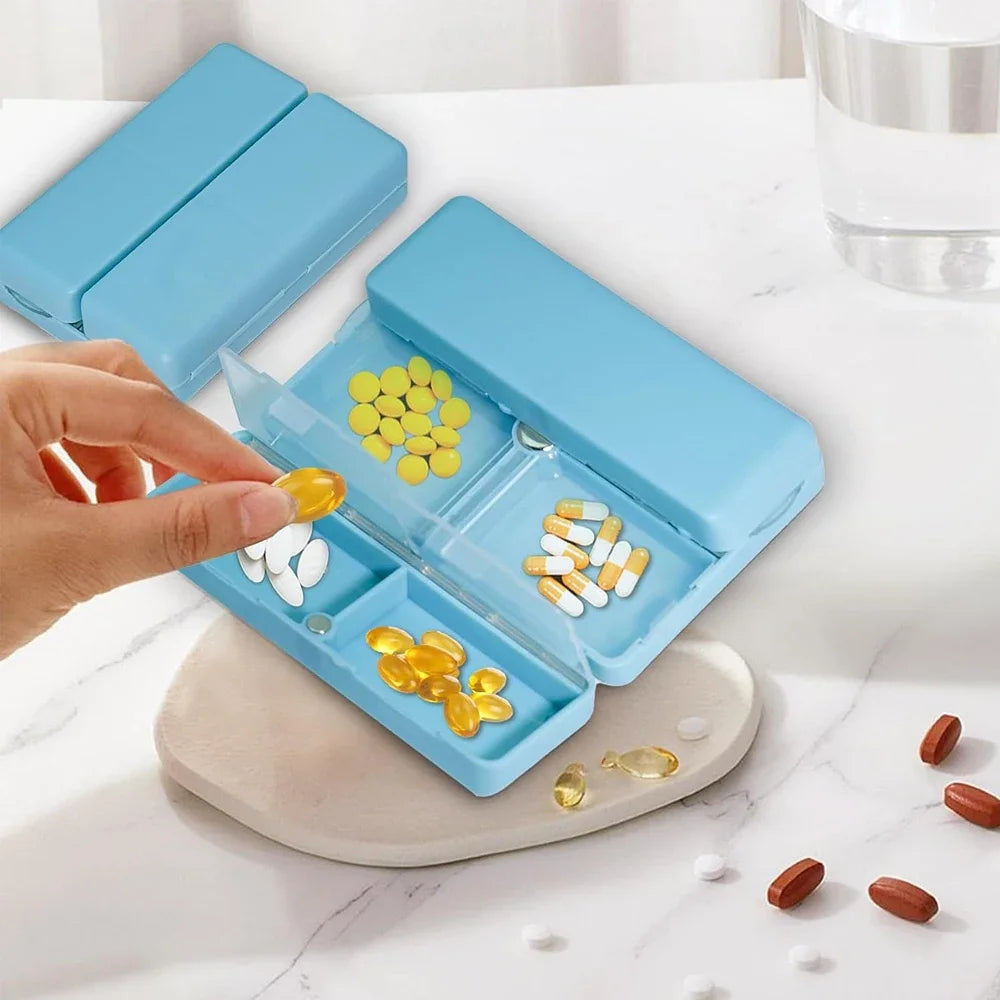 Magnetic Foldable Weekly Pill Organizer - 7-Compartment Portable Pill Case for Vitamins & Medication - Pocket & Purse-Friendly Travel Pill Box
