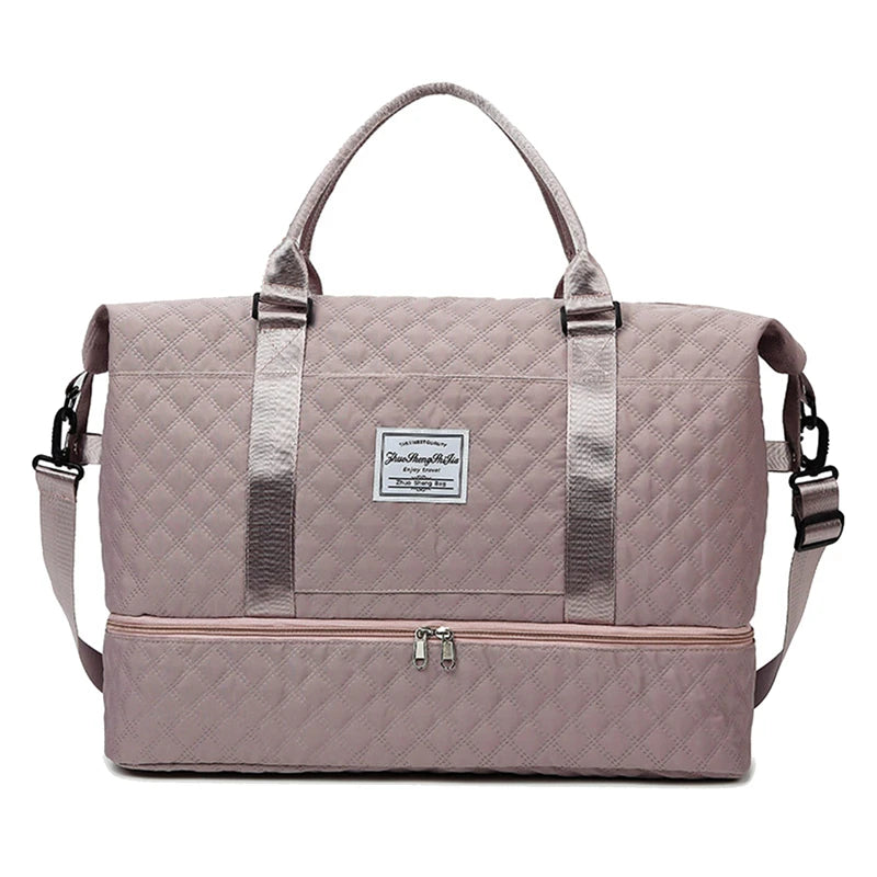 Carry-On Travel Duffle Bag for Women - Large Capacity Weekender Overnight Bag with Shoe Compartment, Sports & Fitness Tote Handbag