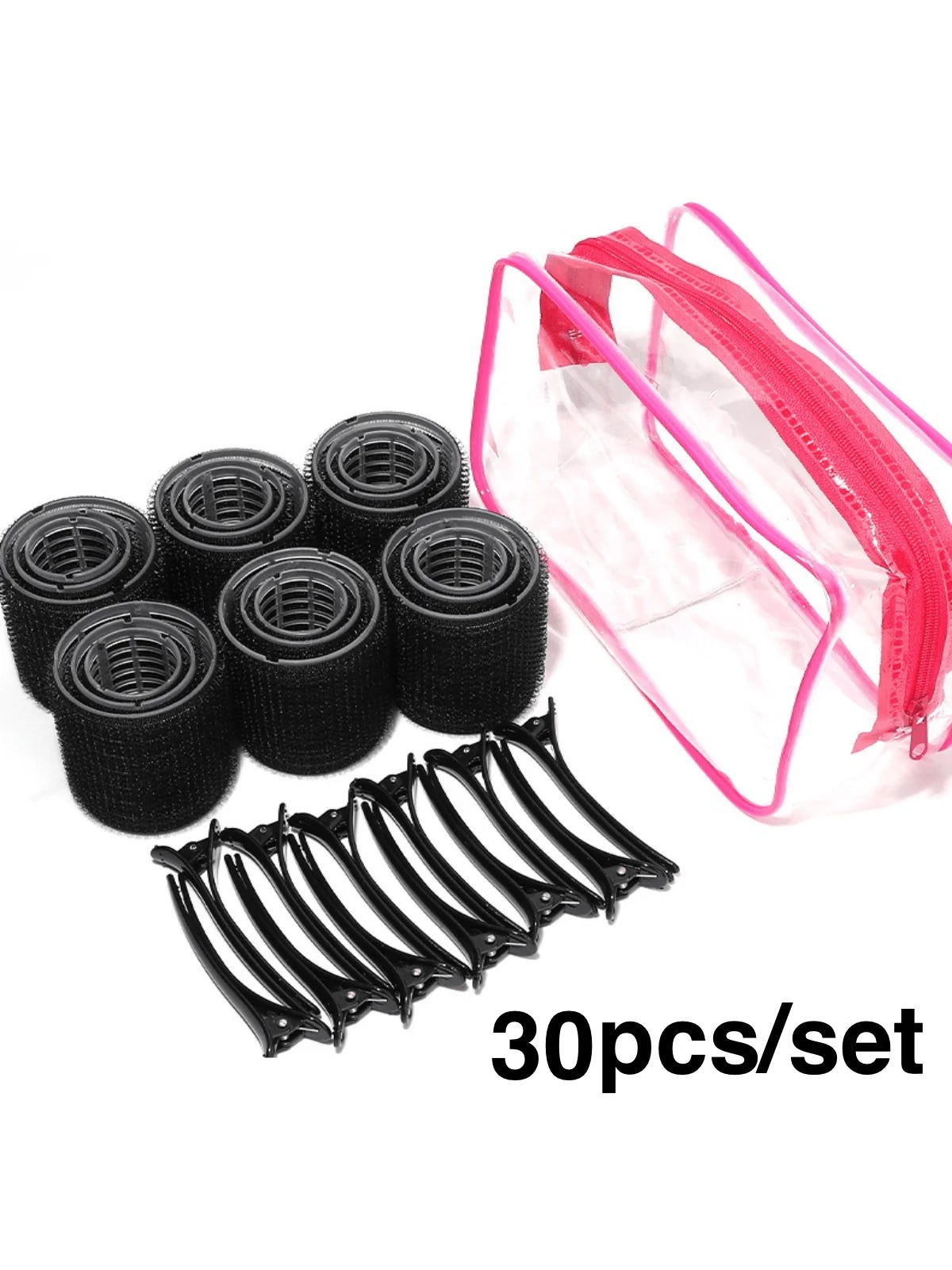30 pcs Self Grip Heatless Hair Curlers Set - DIY Hair Styling Rollers for Voluminous Curls / No Heat Required