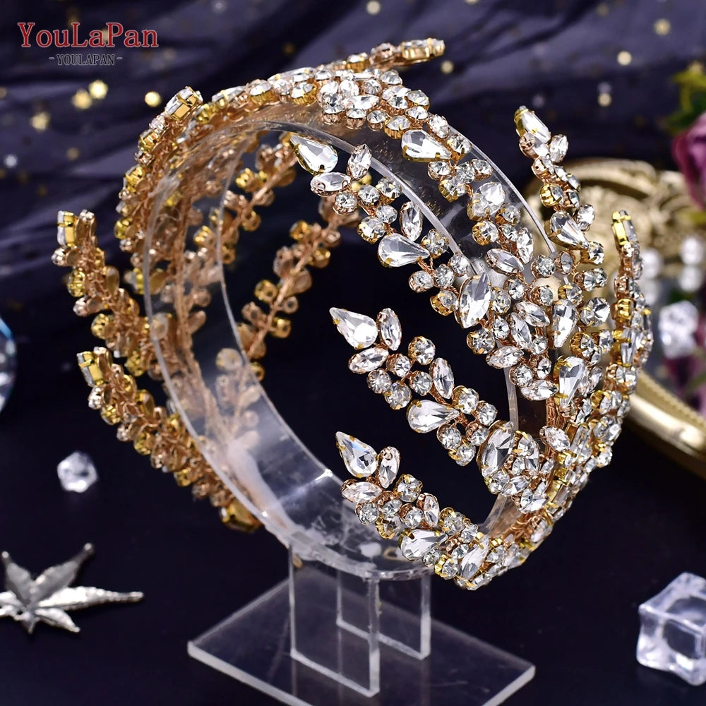 Rhinestone Bohemian Bridal Headband – Crystal Wedding Hair Accessories & Tiara Headpiece for Brides & Women