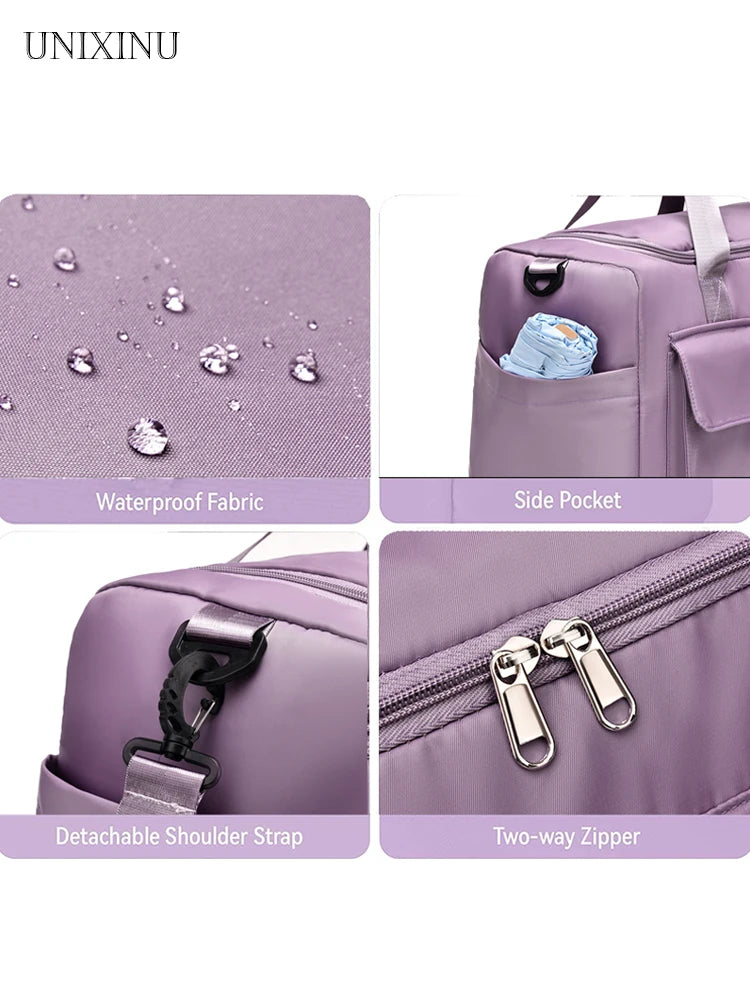Large Capacity Weekender Travel Bag - Carry-On Duffle with Shoe Compartment for Women, Overnight & Gym Use